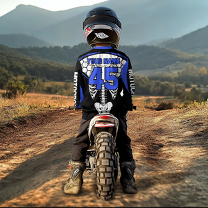 Blue Bone Motocross Racing Jersey UPF30+ MX Racing Dirt Bike Jersey Kid Men Women DNT01