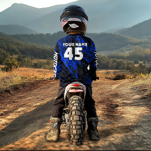 Blue Motocross Racing Jersey UPF30+ MX Racing Dirt Bike Jersey Kid Men Women DNT06