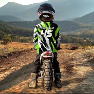 Personalized Green Motocross Racing Jersey Men Women Kid Upf30+ Dirt Bike Jersey Shirt Racing Jersey DNT03