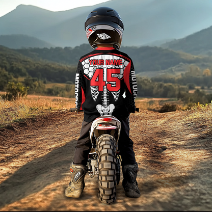 Red Bone Motocross Racing Jersey UPF30+ MX Racing Dirt Bike Jersey Kid Men Women DNT01
