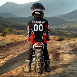 Custom Red Motocross Shirts Racing Jersey UPF30+ Dirt Bike Jersey Kid Men Women DNT08