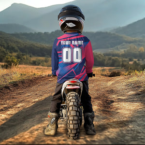 Bue and Pink Motocross Jersey Custom Dirt Bike Jersey for Women Men Kid Upf30+ XM360