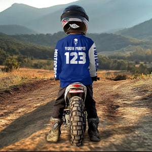 Custom Skull Motocross Jersey for Kid Men Women Blue Skull Dirt Bike Racing Shirt XM335