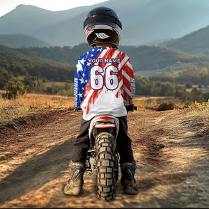 Custom American Flag Motocross Jersey Dirt Bike Racing Shirts for Men Kid Women XM349
