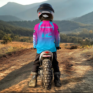 Pink Motocross Racing Jersey UPF30+ MX Racing Dirt Bike Jersey Kid Men Women DNT04