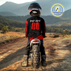 Red Dinosaur Motocross Racing Jersey UPF30+ MX Racing Dirt Bike Jersey Kid Men Women DNT05