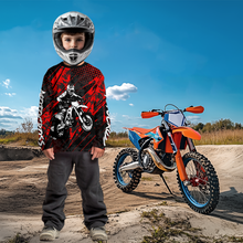 Load image into Gallery viewer, Red Motocross Racing Jersey UPF30+ MX Racing Dirt Bike Jersey Kid Men Women DNT06