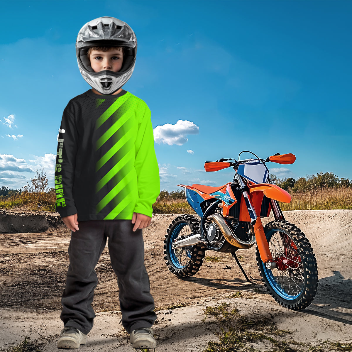 Custom Green Motocross Jersey Dirt Bike Off-road Jersey for Men Kid Women Boys Girls XM358