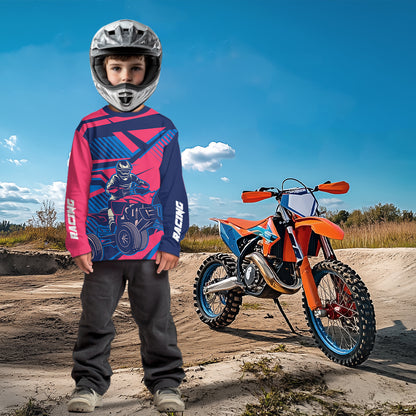 Blue&Pink ATV Racing Jersey ATV Riding Shirt for Kid Adult Youth Quad Bike ATV Jersey MX119