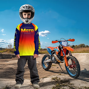 Yellow Orange Motocross Racing Jersey UPF30+ MX Racing Dirt Bike Jersey Kid Men Women DNT04