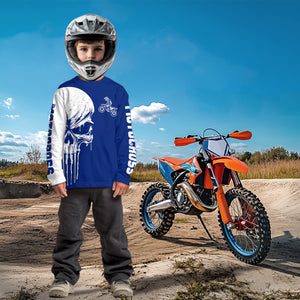 Custom Skull Motocross Jersey for Kid Men Women Blue Skull Dirt Bike Racing Shirt XM335