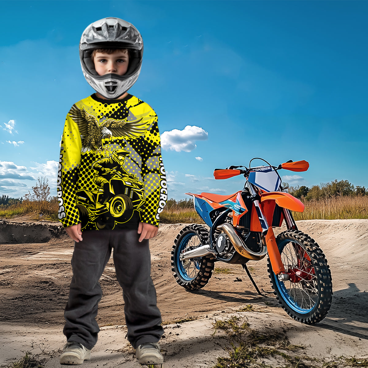 Eagle ATV Racing Jersey Yellow ATV Riding Shirt for Kid Adult Youth Quad ATV Jersey MX118