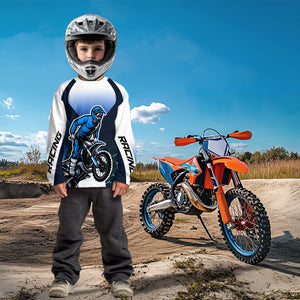 Custom Blue Motocross Jersey Youth Dirt Bike Shirt Men Kid Women Motorcycle Shirts XM340