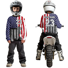 Load image into Gallery viewer, Youth US Flag Dirt Bike Jersey Off-Road Shirt Custom Motocross Jersey UPF30+ Kid Men Women DNT80