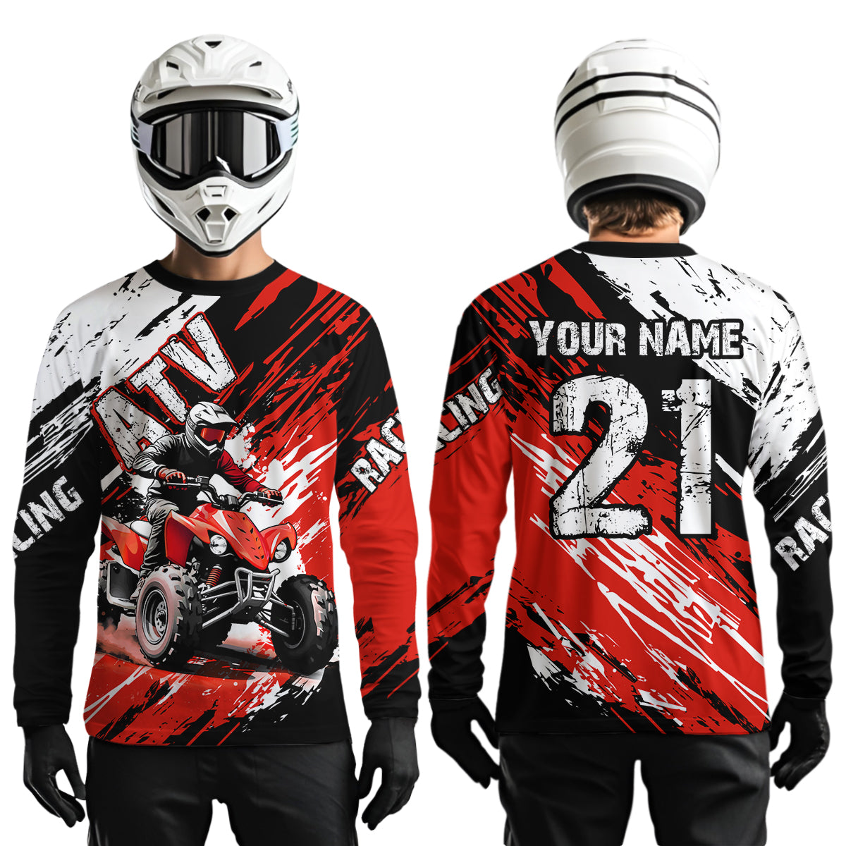 Red Atv Motocross Jersey Custom Off-Road Quad Bike Shirt For Men Women Kid Youth Mx Dirt Bike NHN006