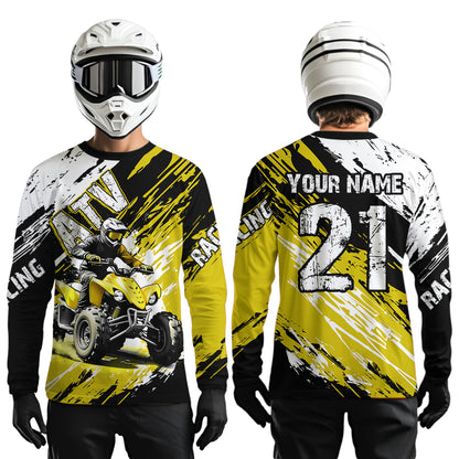 Yellow Atv Motocross Jersey Custom Off-Road Quad Bike Shirt For Men Women Kid Youth Mx Dirt Bike NHN006