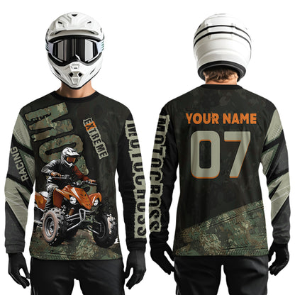 Camo Quad Bike Shirt For Adult&Kids Custom ATV Motocross Jersey Retro Off-Road Extreme Quad Shirts Vintage NHN005