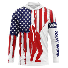 Load image into Gallery viewer, American Flag Fisherman Performance Custom Name Long Sleeves Patriotic Fishing Shirts TTN126