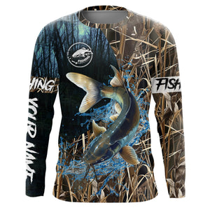 Catfish Fishing Camo Custom name Long sleeve fishing shirts, Catfish Fishing Jerseys NQS617