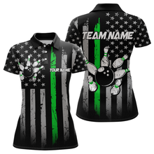 Load image into Gallery viewer, US Green Flag Bowling Shirt for Women Custom Name Polo &amp; Quarter-Zip Bowling Jersey Bowling Team Shirt HNT23