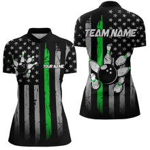 Load image into Gallery viewer, US Green Flag Bowling Shirt for Women Custom Name Polo &amp; Quarter-Zip Bowling Jersey Bowling Team Shirt HNT23