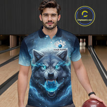 Load image into Gallery viewer, Blue Wolf Bowling Shirts Team Women Men Custom Bowling Jersey Bowl Polo&amp;1/4 Zip MBL239
