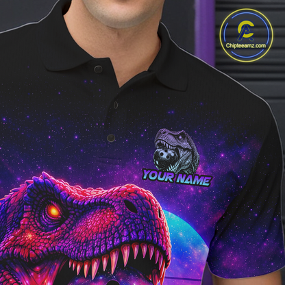 Custom Retro Galaxy Dinosaur Bowling Jersey for Men Bowling Shirts for Team Polo & 1/4 Zip HNT245