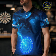 Load image into Gallery viewer, Custom Dragon Lightning Blue Dartboard Dart Team Shirt For Men, Outfits Dart Jerseys NYN1071