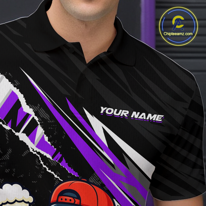 Custom Purple Beer Bowling Jersey for Men Bowling Team Shirts Bowling Uniform Polo & 1/4 Zip HNT133