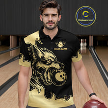 Load image into Gallery viewer, Gold Wolf Bowling Shirts for Team Women Men Custom Wolf Bowling Polo &amp; Quarter Zip MBL194