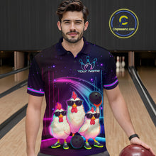 Load image into Gallery viewer, Neon Funny Family Chicken Bowling Team Shirt for Men Bowling League Jersey Outfit Polo &amp; 1/4-Zip QZT761