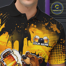 Load image into Gallery viewer, Custom Beer Bear Bowling Jersey for Men Bowling Team Shirts Bowling Polo &amp; 1/4 Zip HNT265