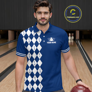 Funny blue and white argyle retro Bowling Shirt for men Custom Does this shirt make my balls look big NQS10610