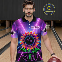 Load image into Gallery viewer, Custom Neon Lightning Sunflower Bowling Shirt Bowling Team Jersey for Men Bowling Polo &amp; 1/4-Zip QZT770