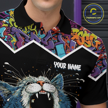 Load image into Gallery viewer, Custom Funny Cat Beer Bowling Jersey for Men Polo &amp; 1/4 Zip Bowling Team Shirts HNT146