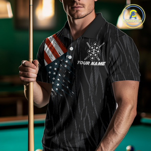 Custom 9 Ball American Flag Eagle Billiard Shirts for Men Billiard Team Shirts Billiard League NNT70