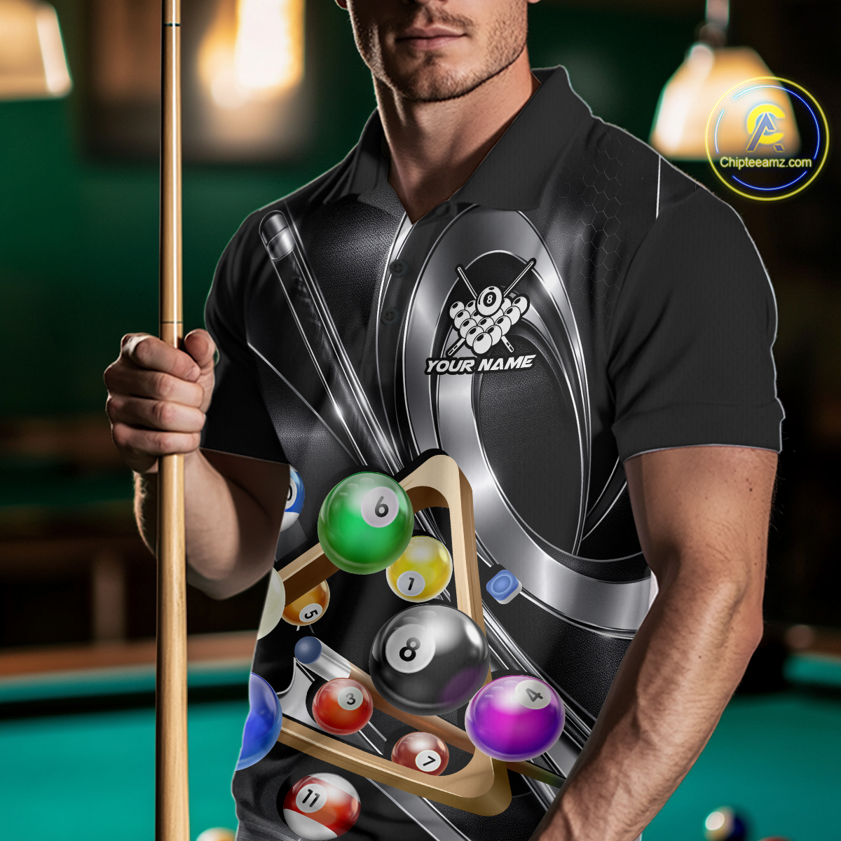 Custom Ball Pool Shirts Grey Billiard Shirt for Men Billiard Team Jersey Billiard League NNT180