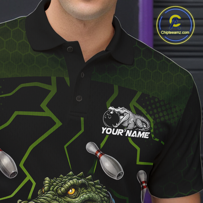 Custom Alligator Bowling Team Shirts Bowling Jersey for Men Bowling Outfit Polo & 1/4 Zip HNT548