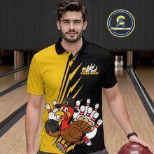 Load image into Gallery viewer, Yellow Turkey Bowling Shirts for Women Men Team Custom Bowling Jerseys Thanksgiving MBL180