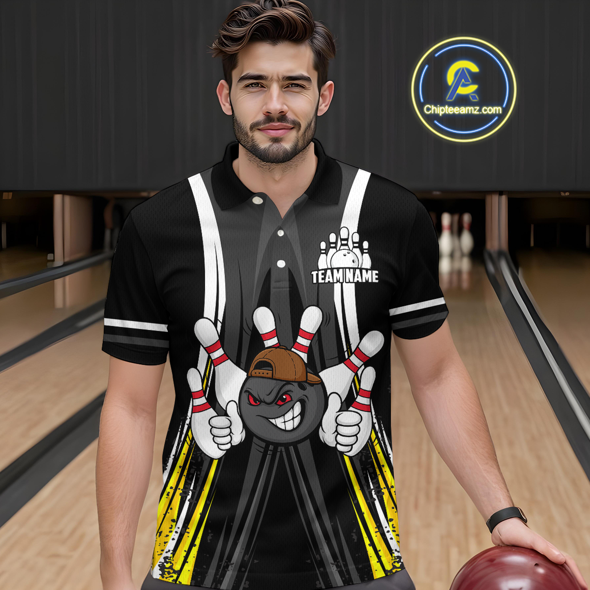 Custom Funny Bowling Men Shirts Bowling Uniform Polo & 1/4 Zip Bowling Team Jerseys HNT101