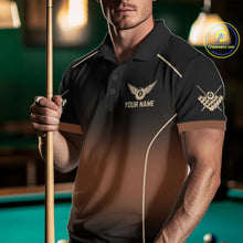 Load image into Gallery viewer, Black And Brown 8 Ball Pool Men Billiard Polo &amp; 1/4-Zip Shirt Custom Billiard Balls Jerseys NYN2442