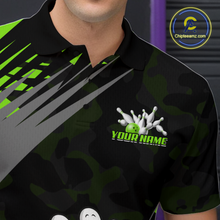 Load image into Gallery viewer, Custom Green Funny Bowling Shirt Crazy Bowling Jersey Men Polo &amp; 1/4 Zip Bowling Outfit QZT785