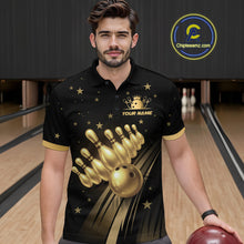 Load image into Gallery viewer, Custom Black and Gold Bowling Jersey for Men Bowling Team Shirts Bowling Uniform Polo &amp; 1/4 Zip HNT176