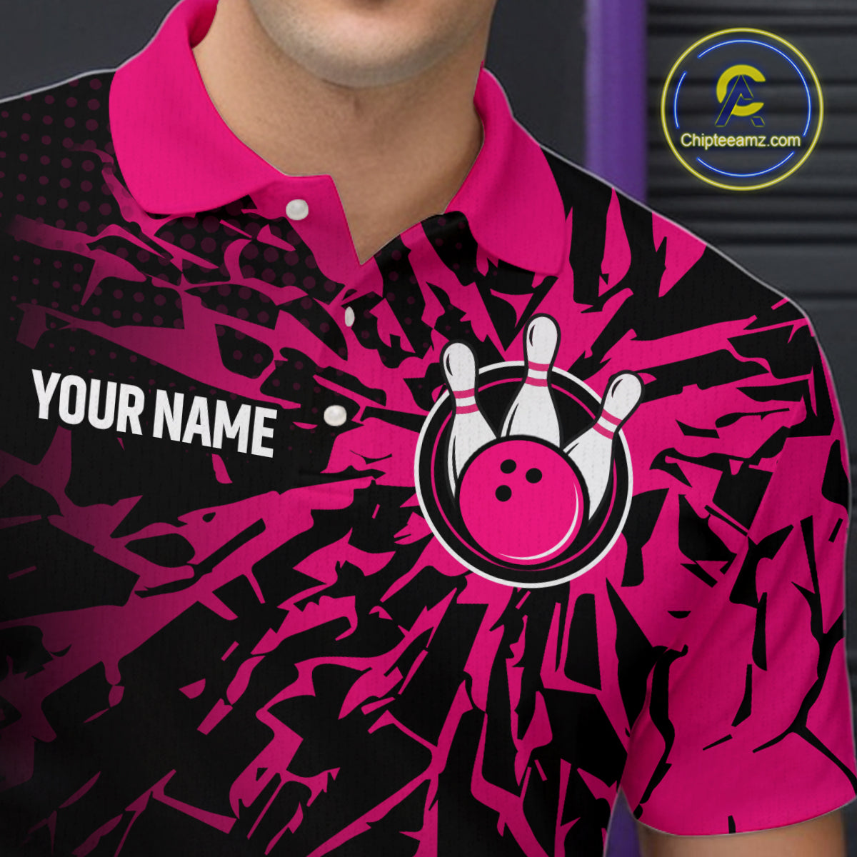 Custom Pink Bowling Shirt Blue for Men Women and Team Bowling Jerseys MBL102