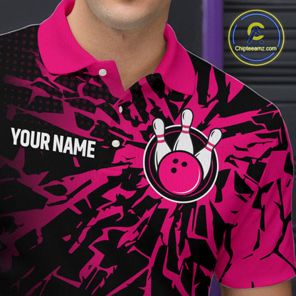 Custom Pink Bowling Shirt Blue for Men Women and Team Bowling Jerseys MBL102