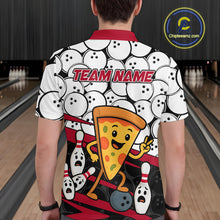 Load image into Gallery viewer, Custom Red Funny Pizza Bowling Shirt Bowling with Food for Men Polo Bowling Jersey QZT799