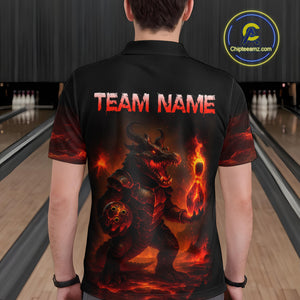 Personalized Red Flame Crocodile Bowling Team Shirt for Men Polo & Quarter-Zip Bowling Outfit QZT742