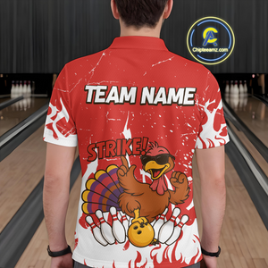 Custom Red Funny Turkey Bowling Jersey for Men Thanksgiving Bowling Team Shirts HNT115