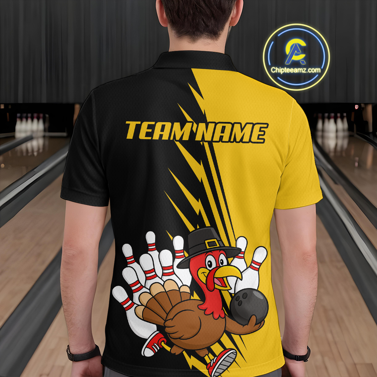 Yellow Turkey Bowling Shirts for Women Men Team Custom Bowling Jerseys Thanksgiving MBL180