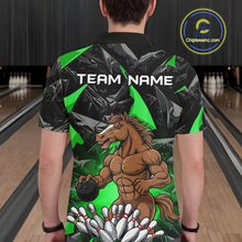 Load image into Gallery viewer, Custom Green Funny Horse Bowling Jersey for Men Bowling Team Shirts Bowling League Polo &amp; 1/4 Zip HNT183